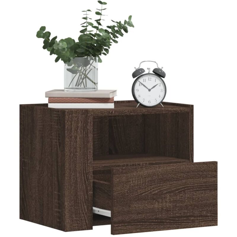 foto del prodotto comodino a muro rovere marrone 45x30x35 cm vidaxl