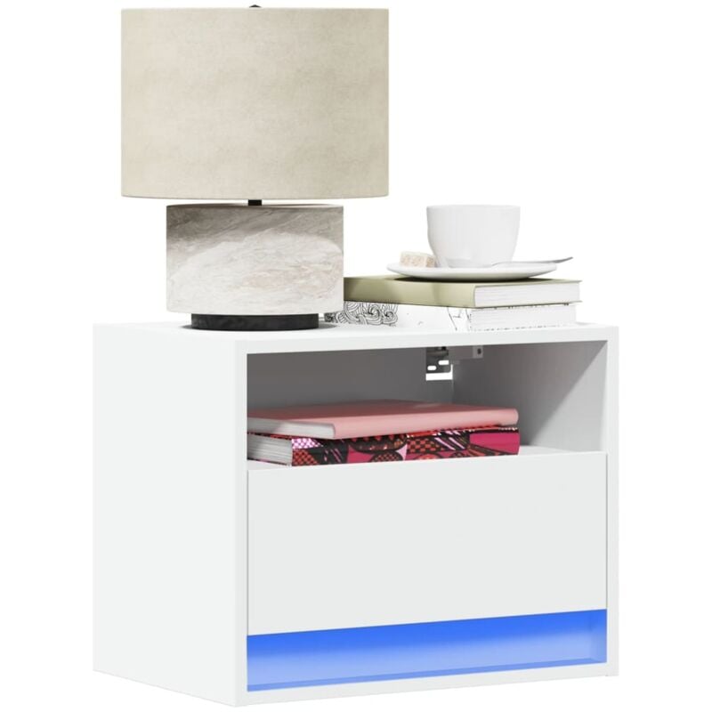 foto del prodotto comodino a parete con luci led bianco vidaxl