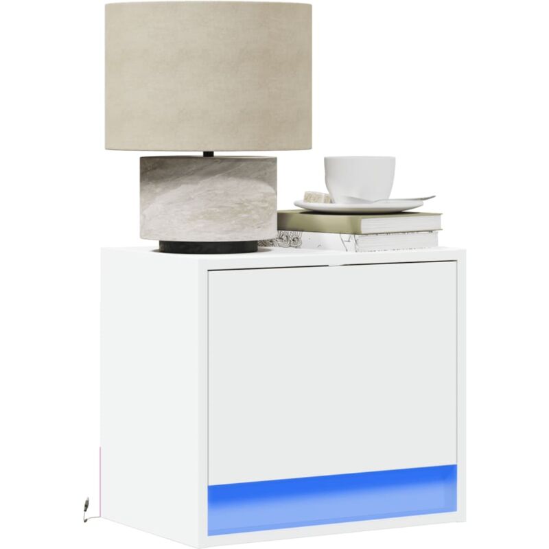 foto del prodotto comodino a parete con luci led bianco vidaxl