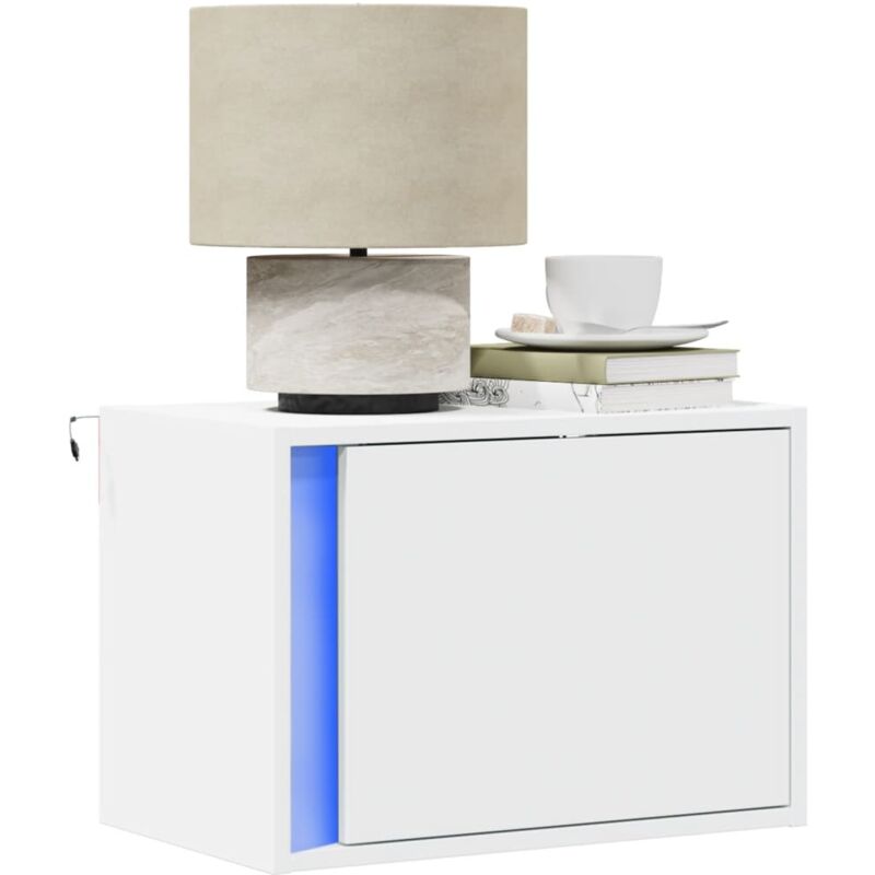 foto del prodotto comodino a parete con luci led bianco vidaxl