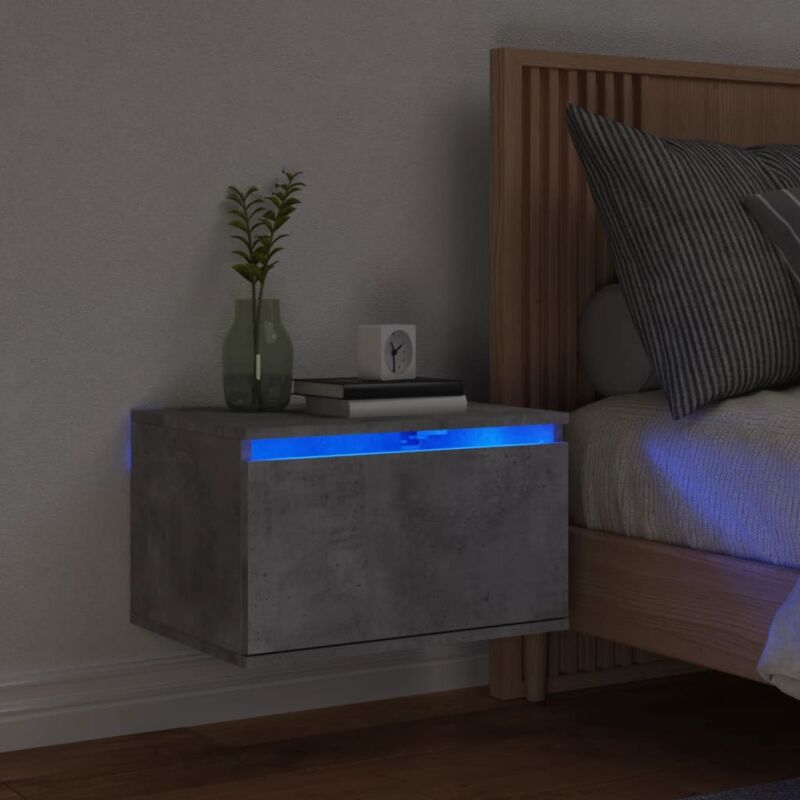 foto del prodotto comodino a parete con luci led grigio cemento vidaxl