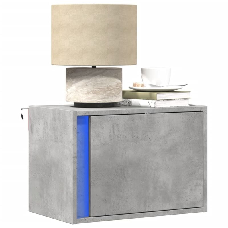 foto del prodotto comodino a parete con luci led grigio cemento vidaxl
