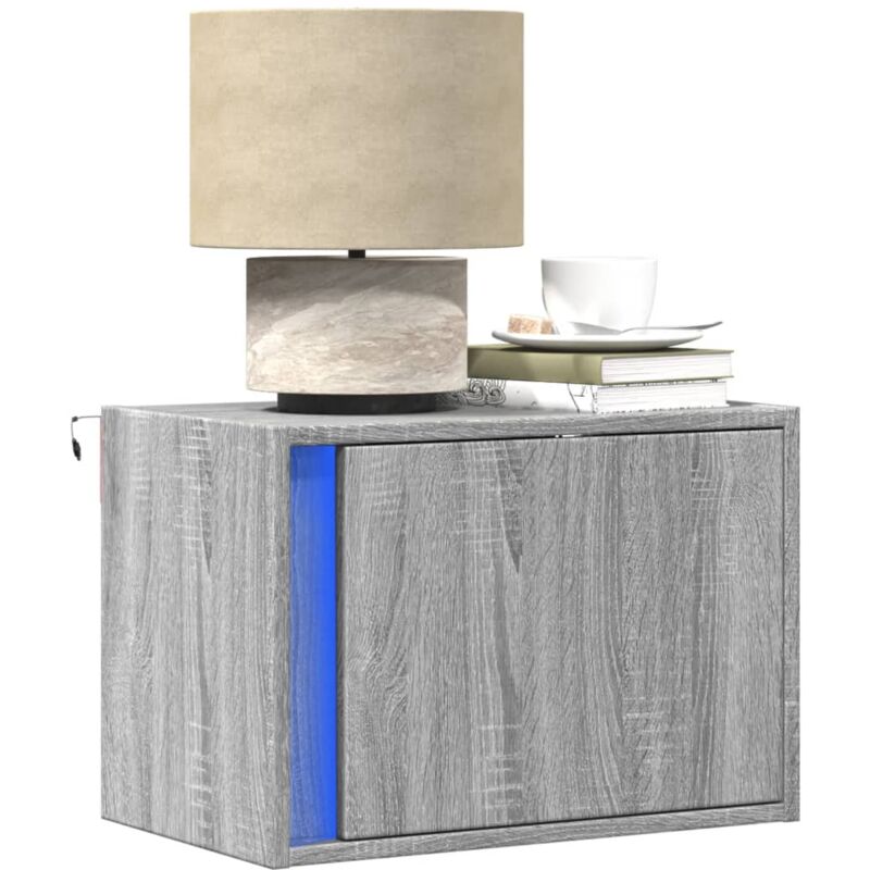 foto del prodotto comodino a parete con luci led grigio sonoma vidaxl