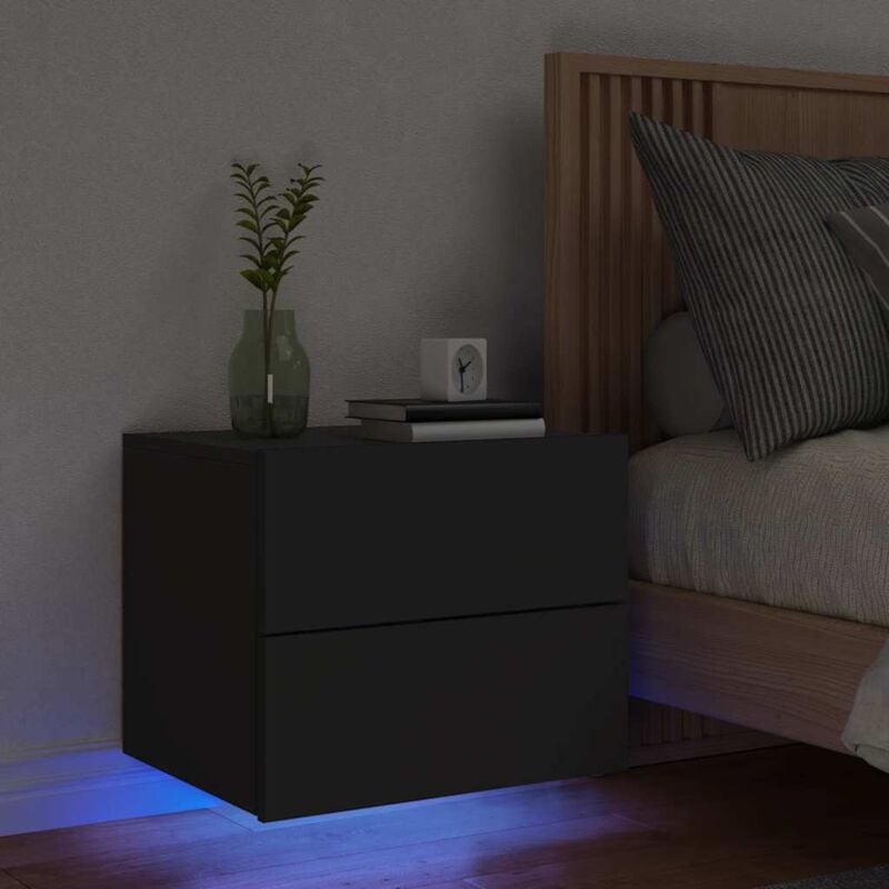 foto del prodotto comodino a parete con luci led nero vidaxl