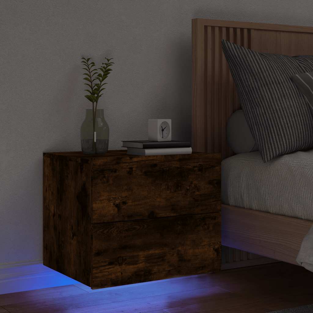 foto del prodotto comodino a parete con luci led rovere fumocod mxl 132935