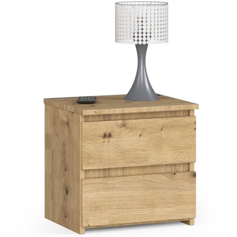 foto del prodotto comodino akord cl2 quercia artisan 40 cm 2 cassetti 40x35x40 cm