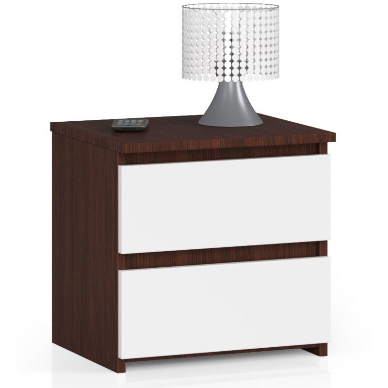 foto del prodotto comodino akord cl2 weng 40 cm 2 cassetti inserto frontale bianco 40x35x40 cm