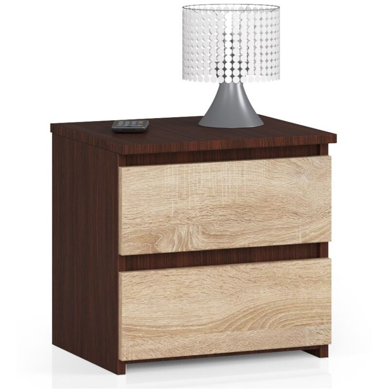 foto del prodotto comodino akord cl2 weng 40 cm 2 cassetti inserto frontale sonoma quercia 40x35x40 cm