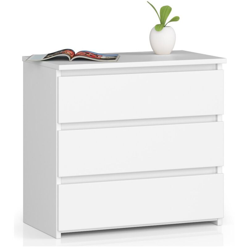 foto del prodotto comodino akord cl3 bianca 60 cm 3 cassetti 60x35x57 cm