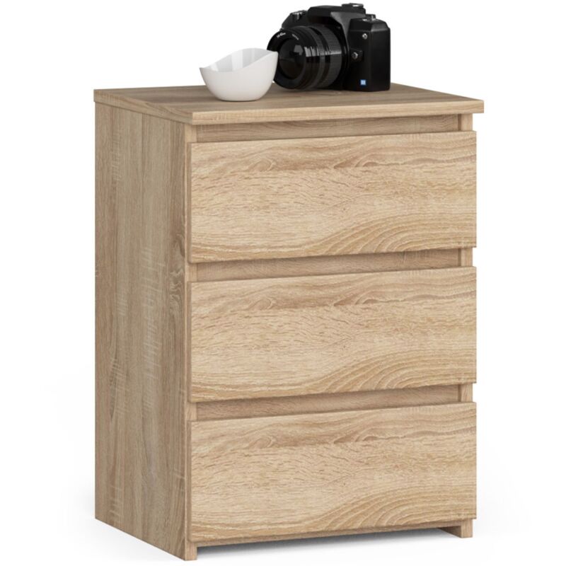 foto del prodotto comodino akord cl3 sonoma quercia 40 cm 3 cassetti 40x35x57 cm