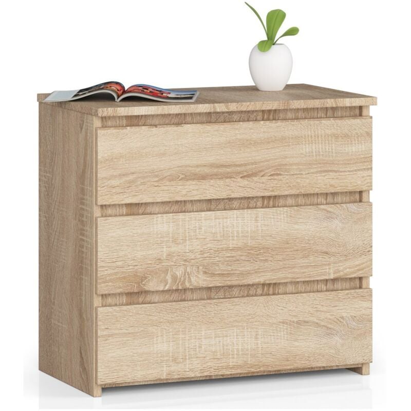 foto del prodotto comodino akord cl3 sonoma quercia 60 cm 3 cassetti 60x35x57 cm