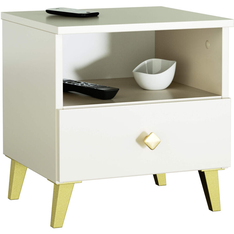 foto del prodotto comodino akord mobi color cashmere con cassetto l40 x h43 x p37 cm