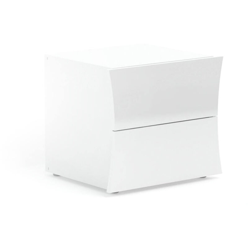 foto del prodotto comodino aku, tavolino da notte con 2 cassetti, mobiletto per camera da letto, 100 made in italy, cm 50x40h41, bianco lucido dmora