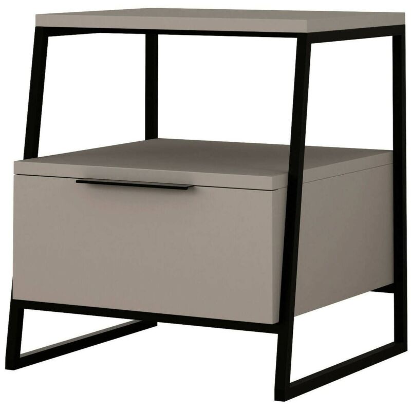 foto del prodotto comodino alonso, comò basso, tavolino da notte, mensola da letto, 45x40h50 cm, tortora - dmora