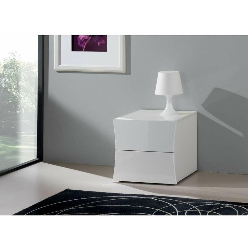 foto del prodotto comodino arco 2 cassetti bianco lucido design italiano 41,3x50x50 cm web furniture