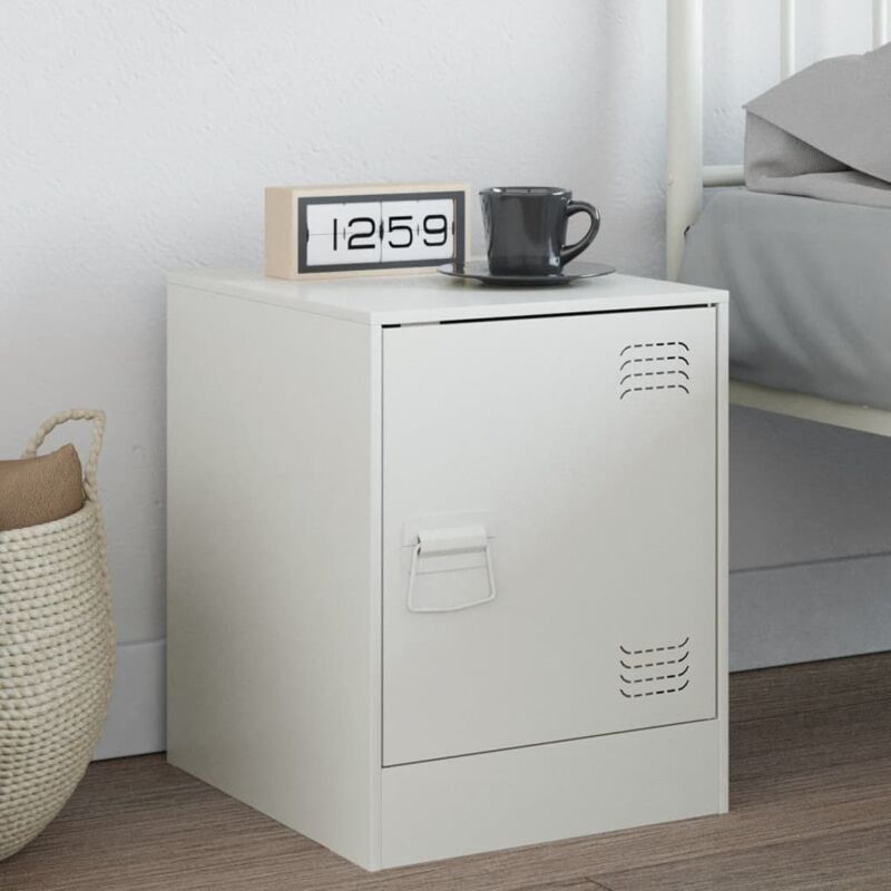 foto del prodotto comodino bianco 34,5x39x44 cm in acciaio vidaxl