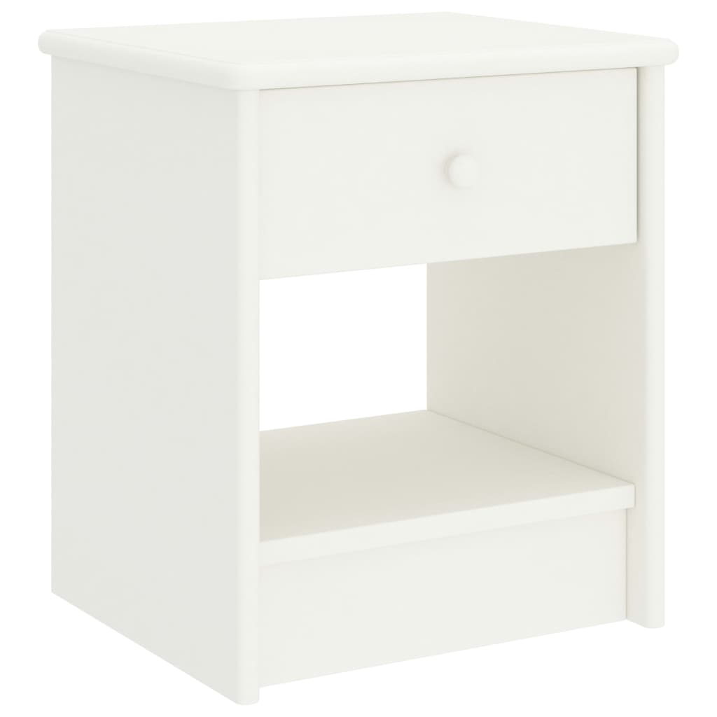 foto del prodotto comodino bianco 35x30x40 cm in legno massello di pino cod mxl 30409