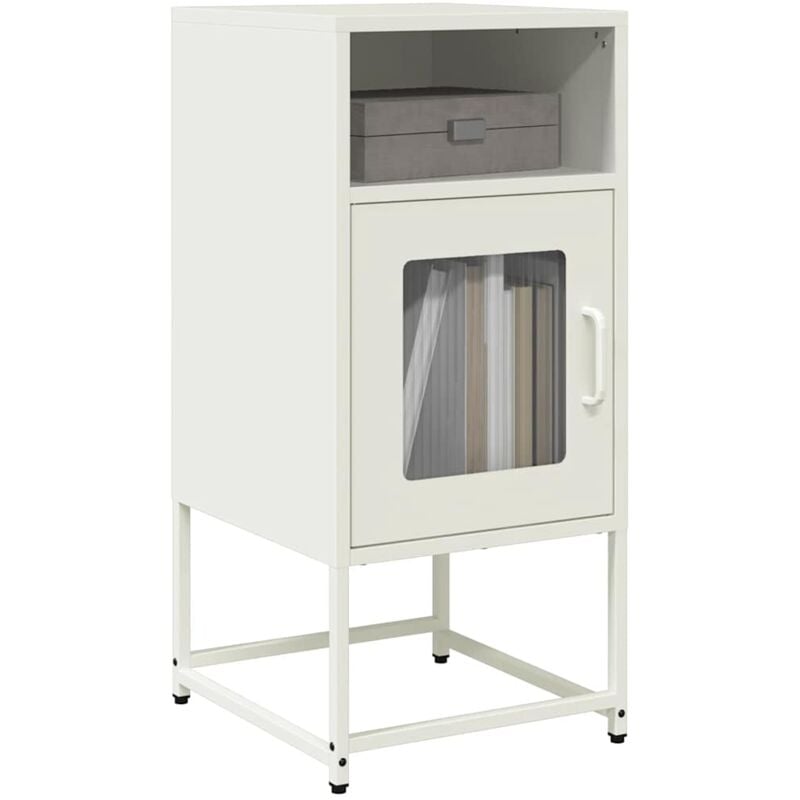 foto del prodotto comodino bianco 36x39x78 cm in acciaio laminato a freddo vidaxl