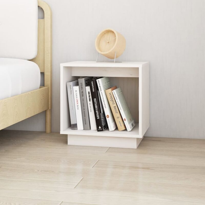 foto del prodotto comodino bianco 40x30x40 cm in legno massello di pino vidaxl