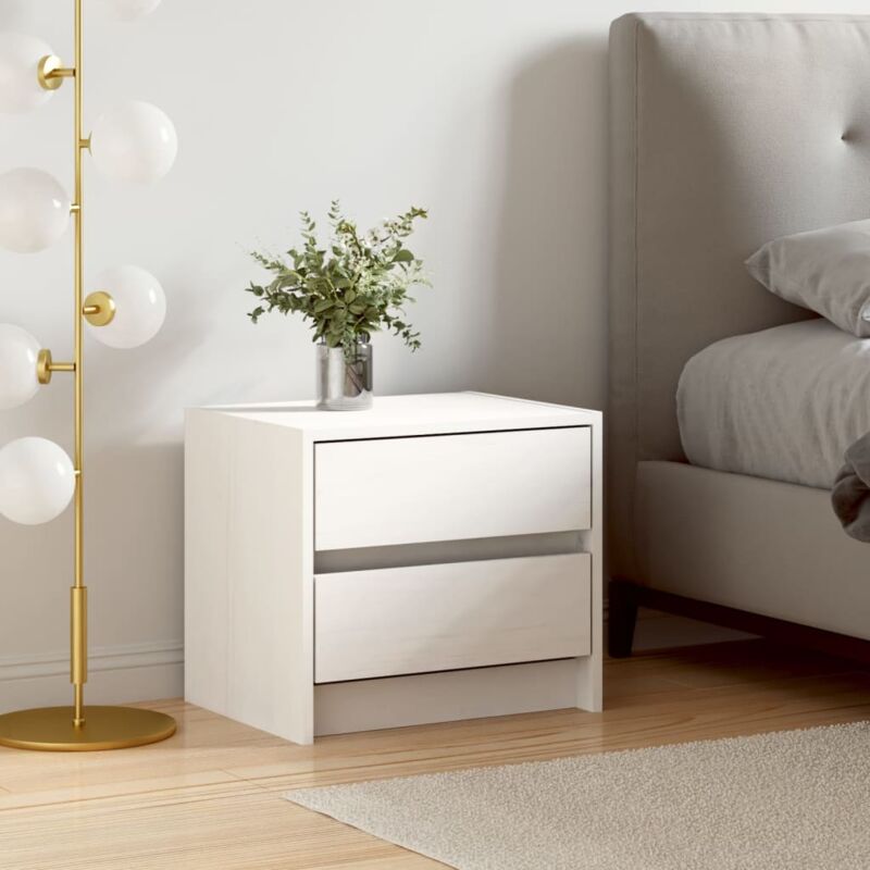 foto del prodotto comodino bianco 40x31x35,5 cm in legno massello di pino vidaxl
