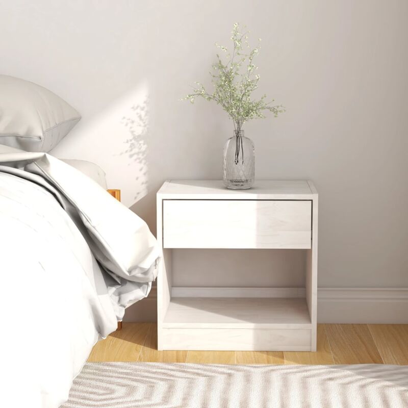 foto del prodotto comodino bianco 40x31x40 cm in legno massello di pino vidaxl