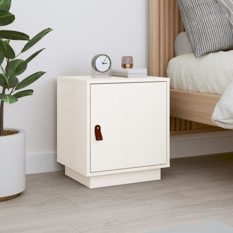 foto del prodotto comodino bianco 40x34x45 cm in legno massello di pino vidaxl