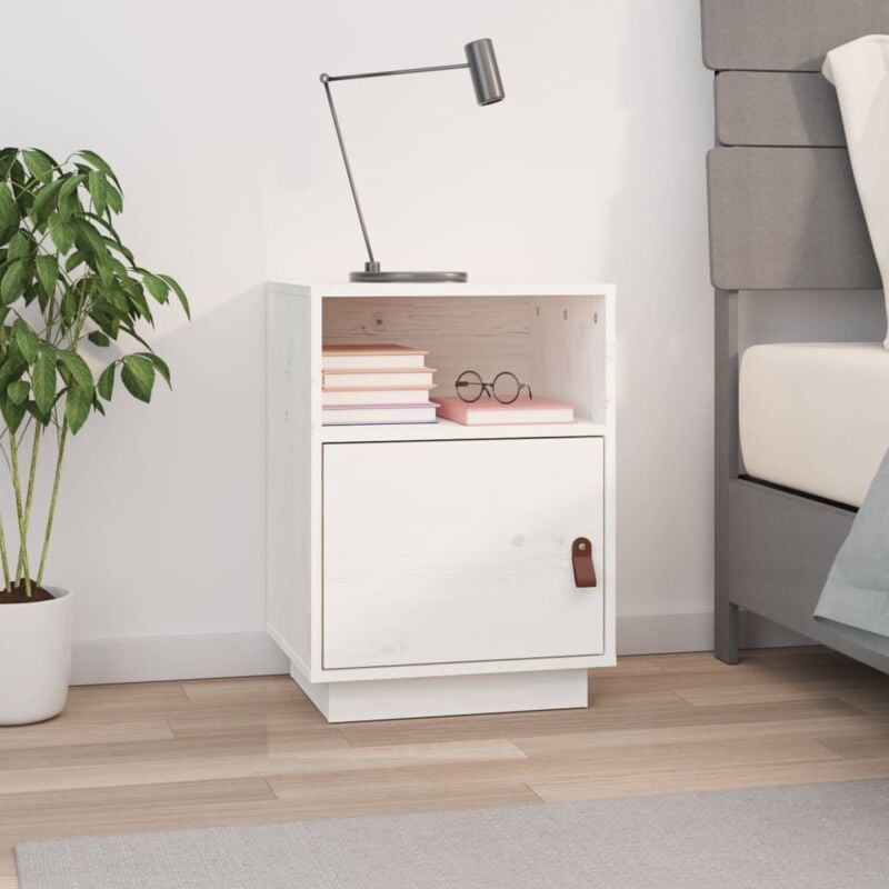 foto del prodotto comodino bianco 40x34x55 cm in legno massello di pino vidaxl