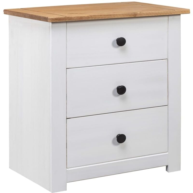foto del prodotto comodino bianco 46x40x57 cm in legno di pino panama range vidaxl