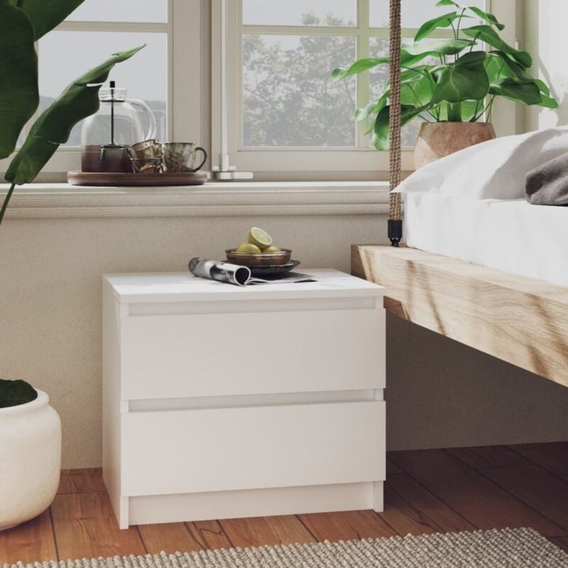foto del prodotto comodino bianco 50x39x43,5 cm in legno multistrato vidaxl