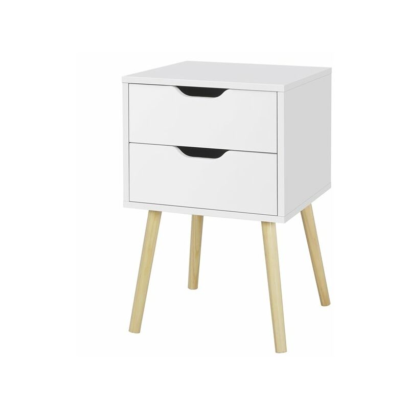 foto del prodotto comodino bianco con 2 cassetti da camera da letto moderno in legno e mdf tavolino basso laterale da divano salotto 40 x 40 x 61 cm yaheetech