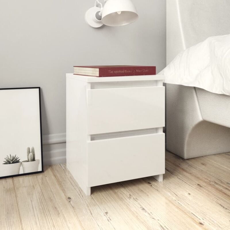foto del prodotto comodino bianco lucido 30x30x40 cm in legno multistrato vidaxl