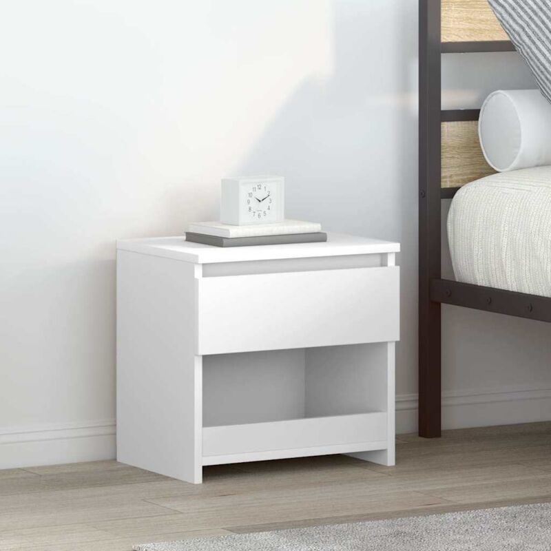 foto del prodotto comodino bianco lucido 40x30x39 cm in legno multistrato vidaxl
