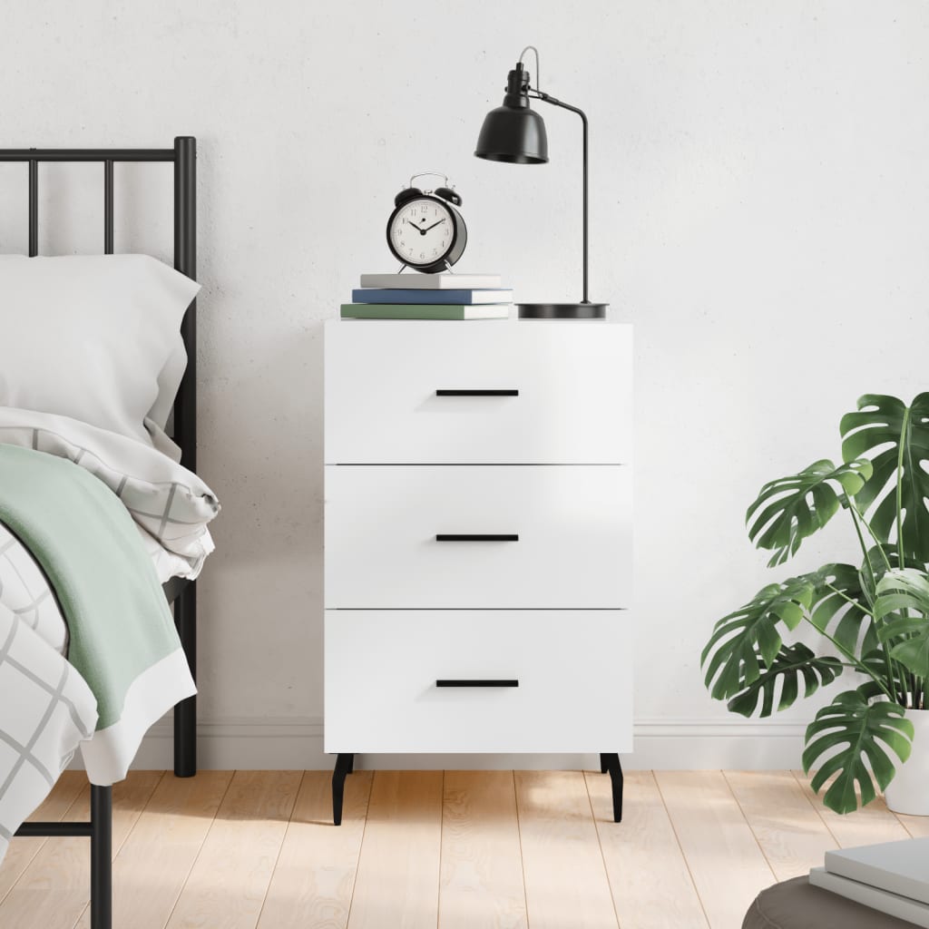 foto del prodotto comodino bianco lucido 40x40x66 cm in legno multistratocod mxl 128160