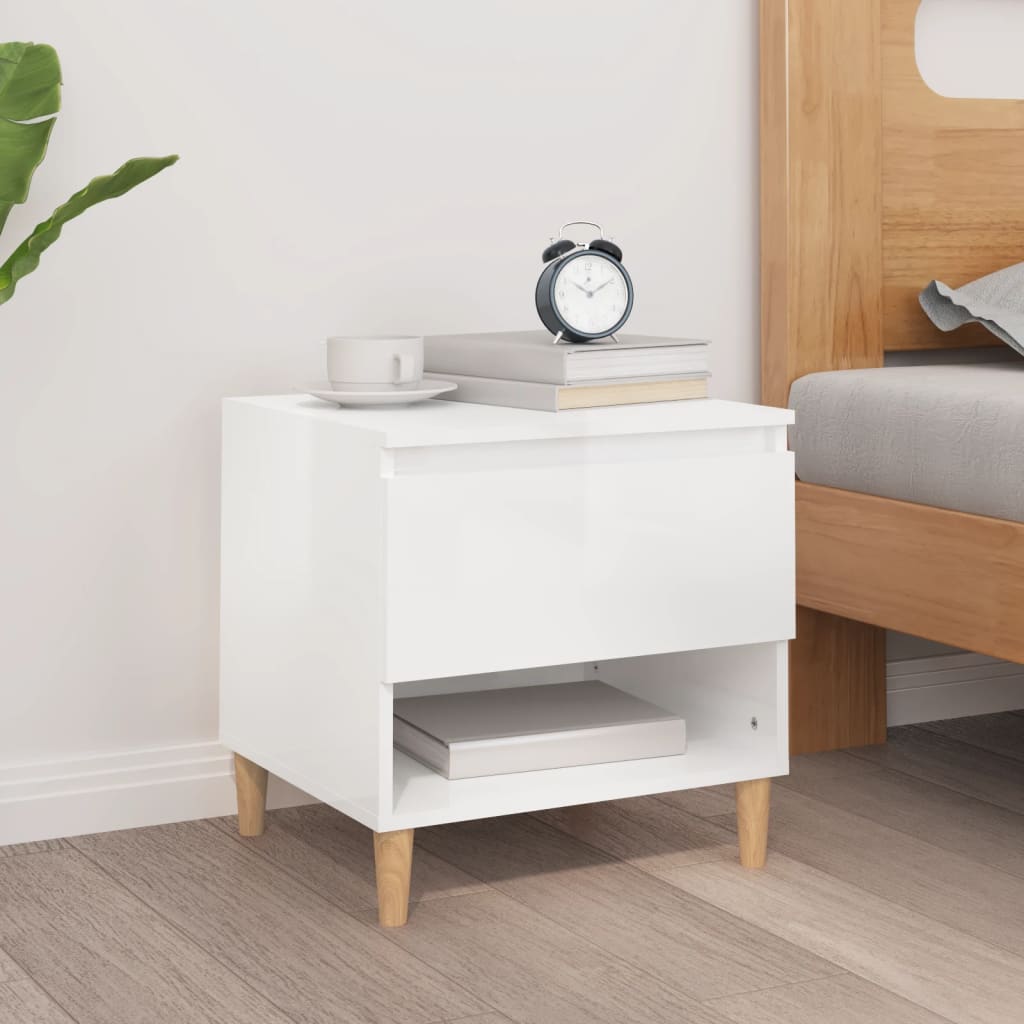 foto del prodotto comodino bianco lucido 50x46x50 cm in legno multistrato cod mxl 30022