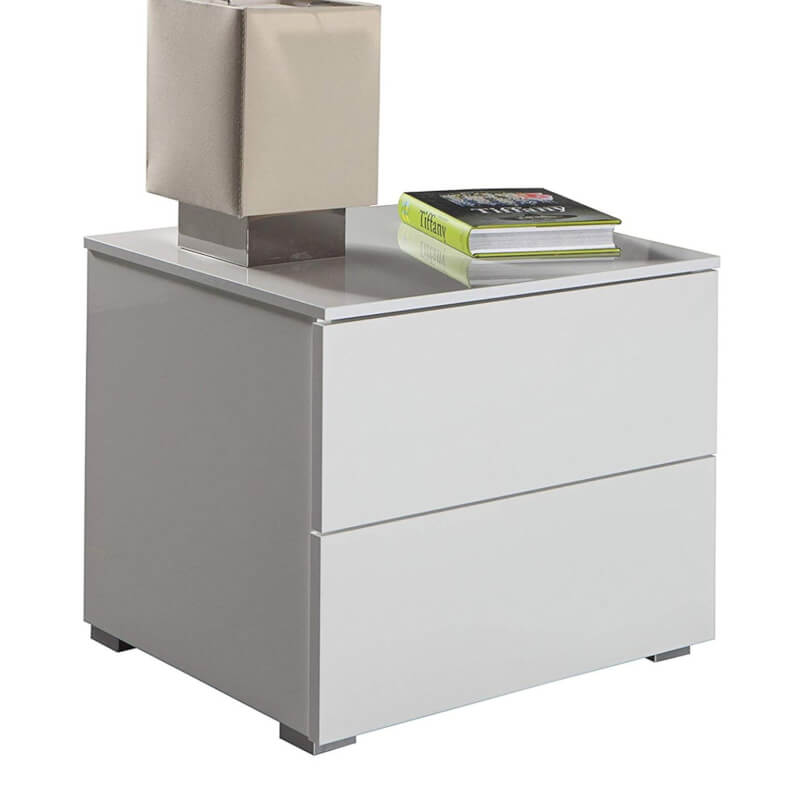 foto del prodotto comodino bianco moderno con 2 cassetti