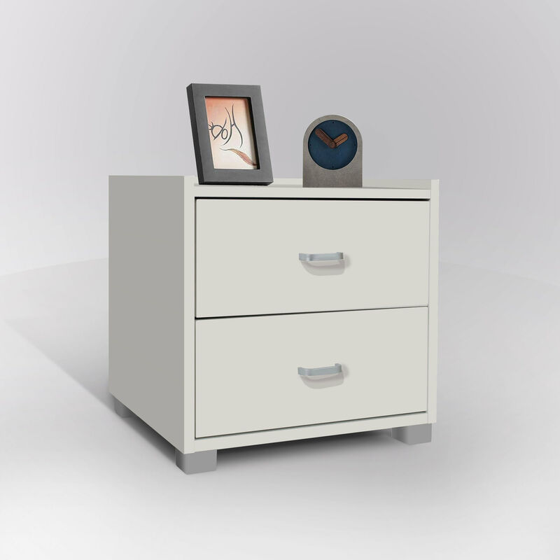foto del prodotto comodino bianco opaco 2 cassetti