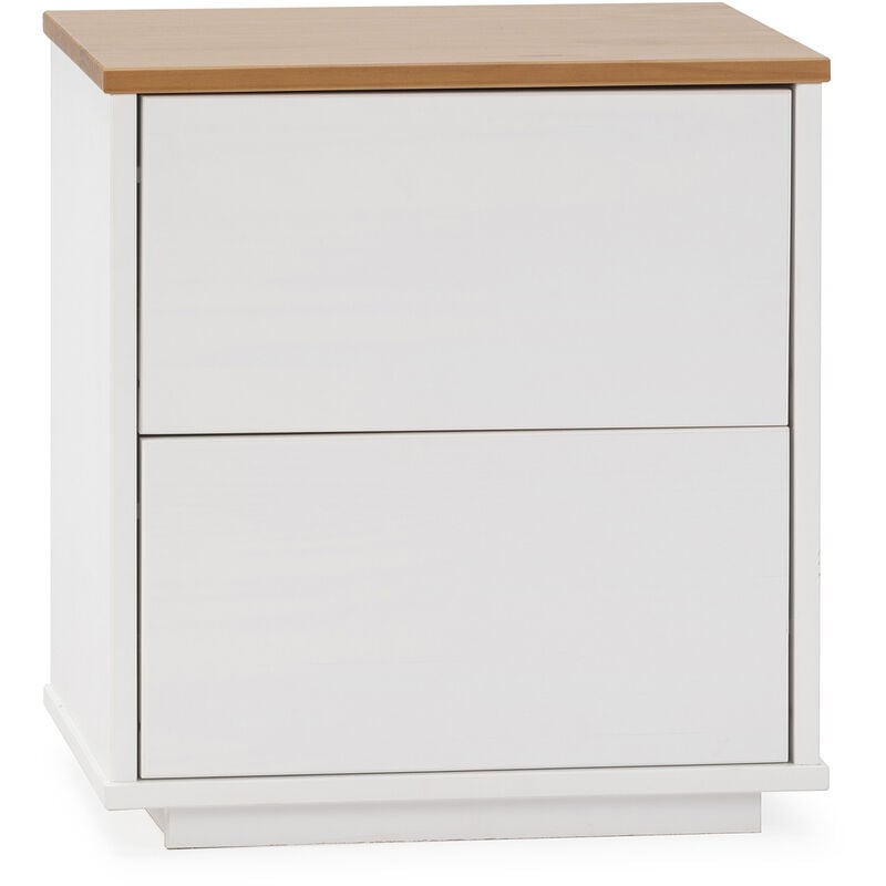 foto del prodotto comodino bob 2 cassetti bianco rovere, legno massello