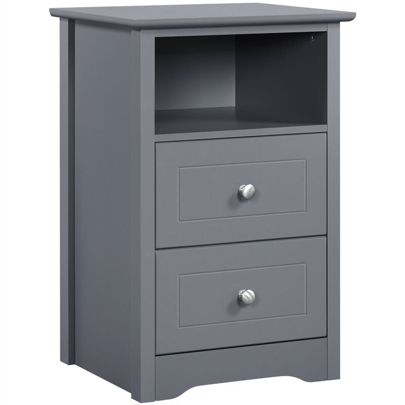 foto del prodotto comodino camera da letto con cassetti 40 x 35 x 60 cm tavolino lato cassettiera moderno organizzatore porta oggetti grigio scuro yaheetech