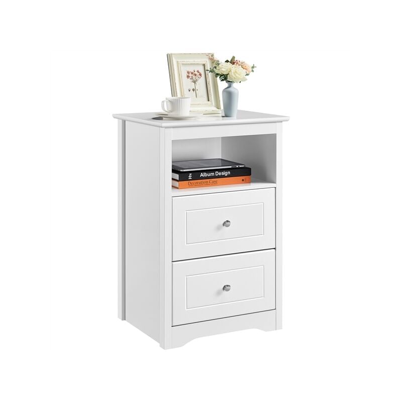 foto del prodotto comodino camera da letto con cassetti tavolino laterale cassettiera organizzatore portaoggetti 48 x 40 x 74 cm bianco yaheetech