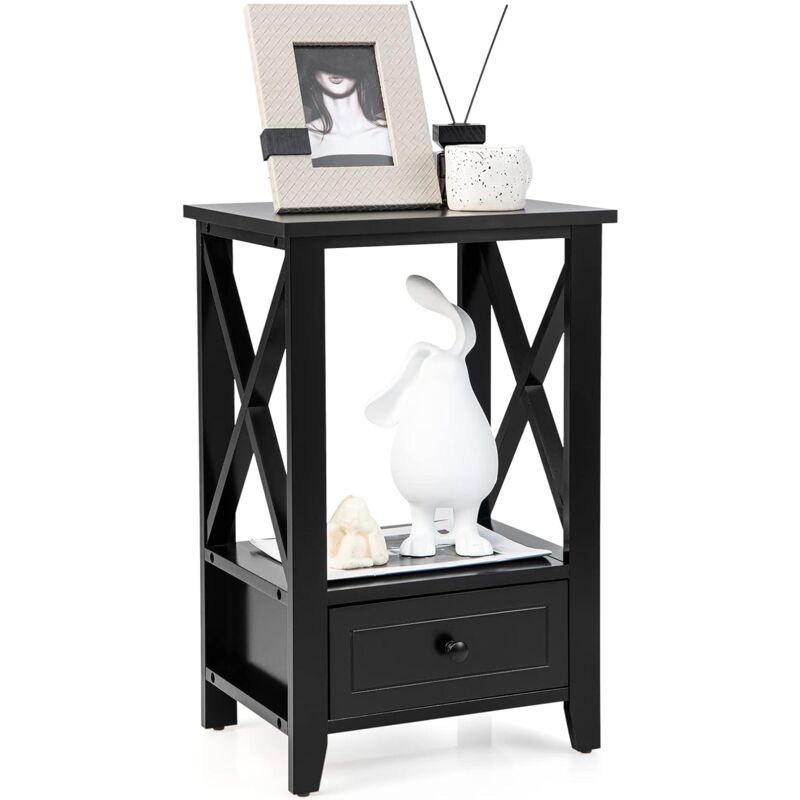 foto del prodotto comodino camera da letto con cassetto, comodini moderni x design, tavolino da salotto mobiletto bagno, 40 x 30 x 61,5 cm, facile da montare nero,
