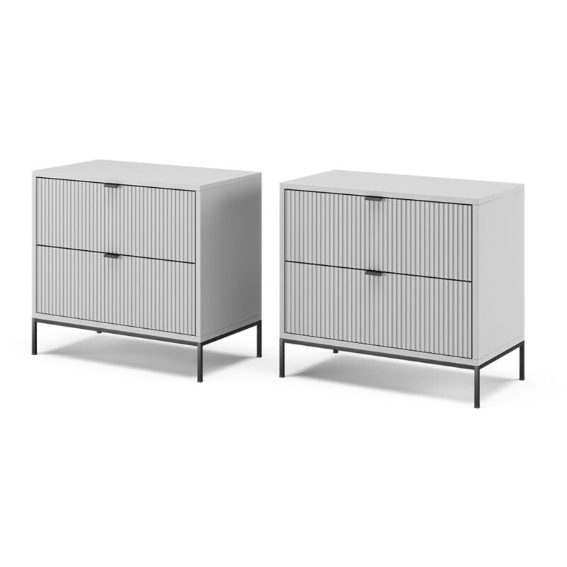 foto del prodotto comodino camera da letto eliza, grigio, 66 x 60 cm set di 2 vicco