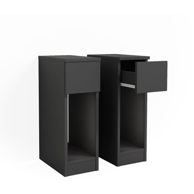foto del prodotto comodino camera da letto enton, nero, 20 x 59.5 cm set di 2 vicco