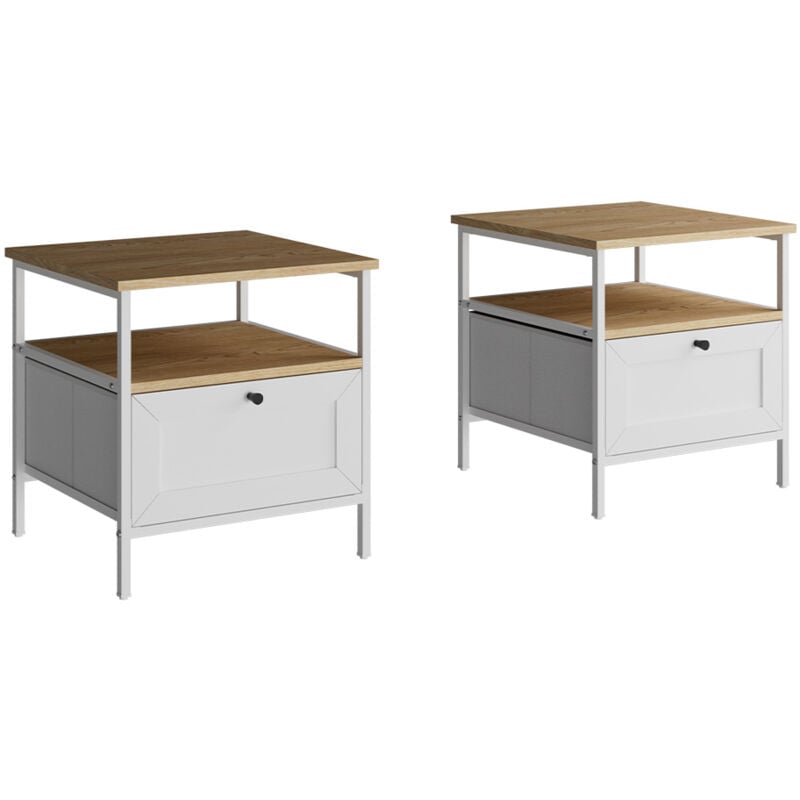 foto del prodotto comodino camera da letto lunis, bianco, 45 x 47 cm set di 2 vicco