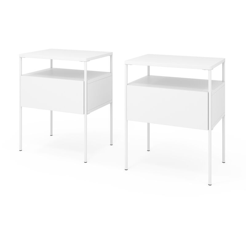 foto del prodotto comodino camera da letto mira, bianco, 40 x 50 cm set di 2 vicco