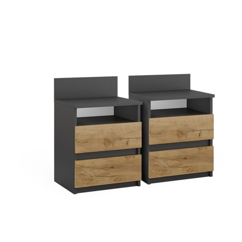 foto del prodotto comodino camera da letto monty, antracite, 39.6 x 59.1 cm set di 2 vicco