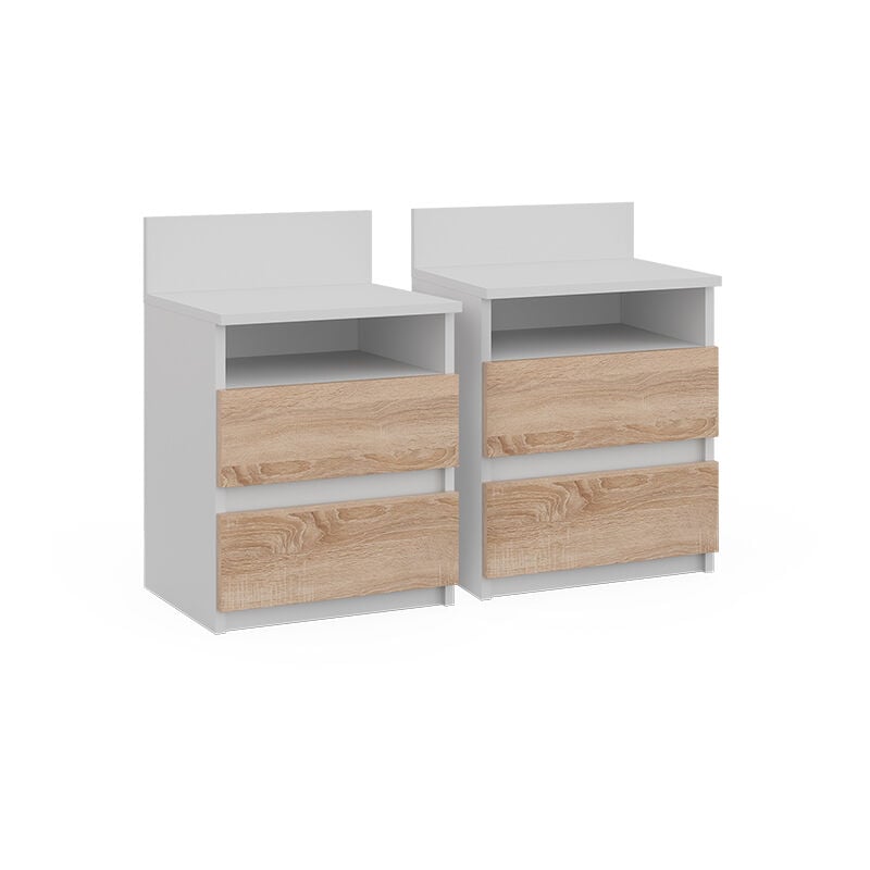 foto del prodotto comodino camera da letto monty, bianco sonoma, 32.3 x 59.1 cm set di 2 vicco