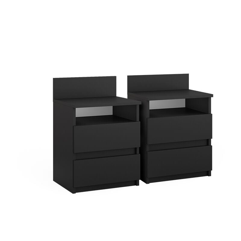 foto del prodotto comodino camera da letto monty, nero, 39.6 x 59.1 cm set di 2 vicco