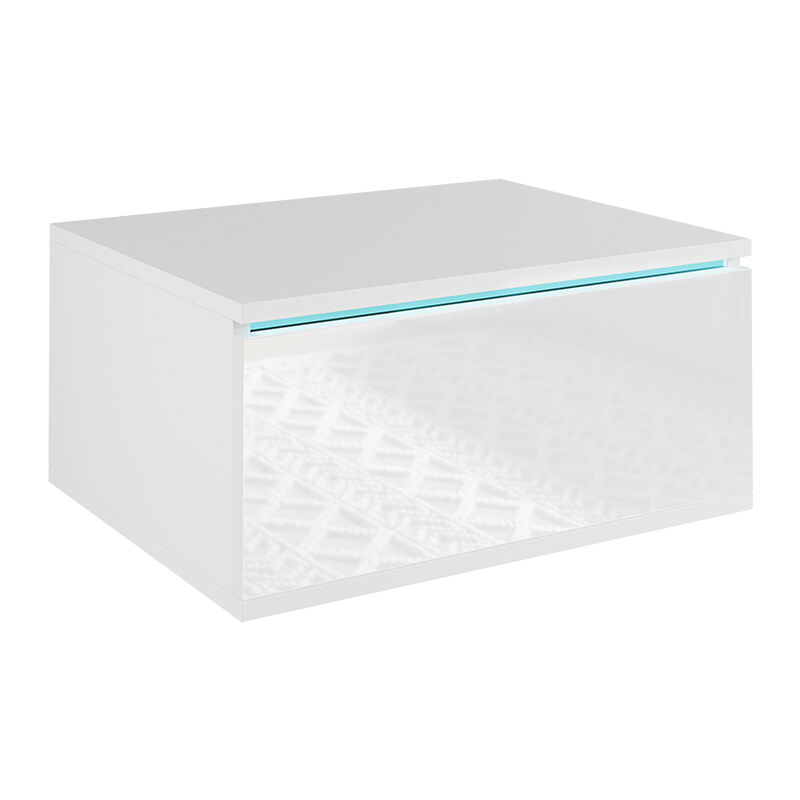 foto del prodotto comodino camera da letto samira, bianco, 49 x 23 cm con illuminazione a led vicco