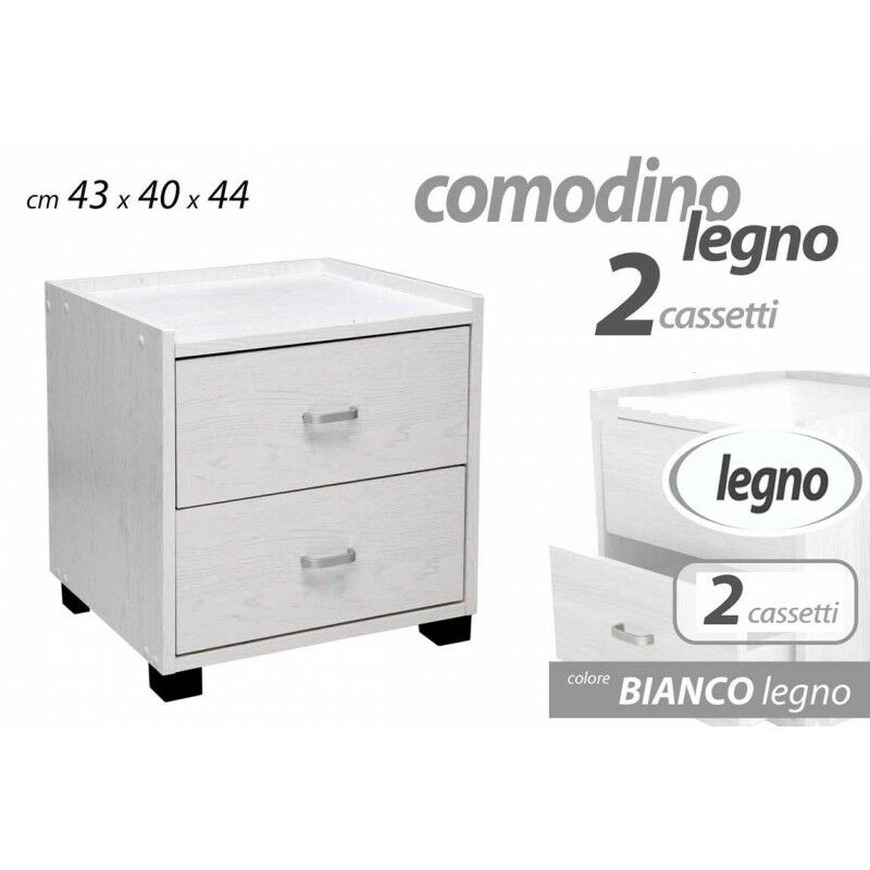 foto del prodotto comodino cameretta bianco cm 43 x 40 x 44 h due cassetti