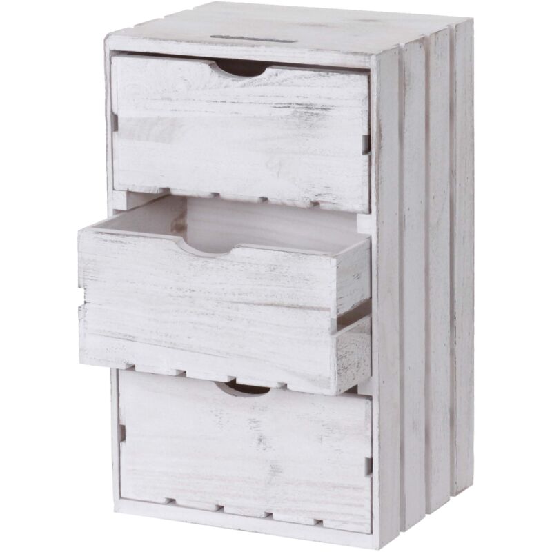 foto del prodotto comodino cassettiera hhg 518 serie vintage 3 cassetti bianco